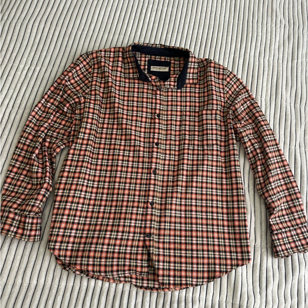 Tallwood Men’s Orange and Black Plaid Flannel